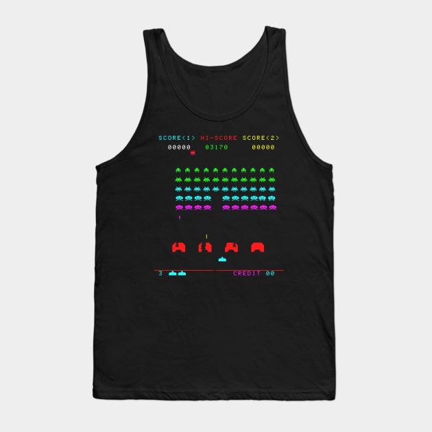 Colorful Space Invaders Tank Top by taguzga